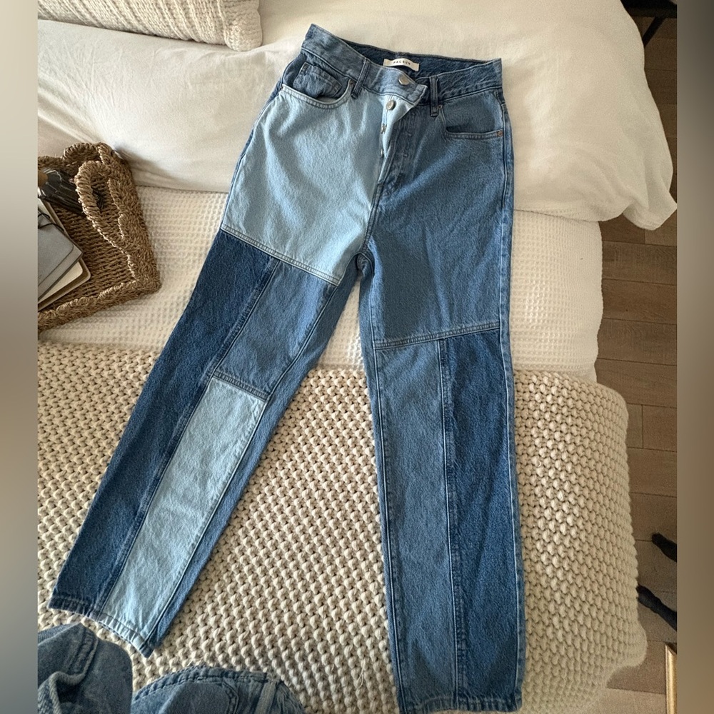 PacSun Two-Tone Blue Straight Leg Jeans